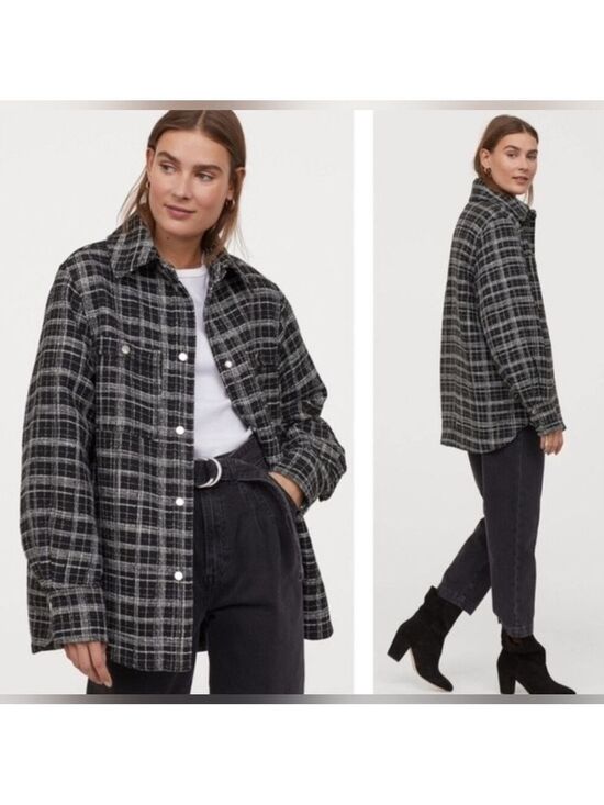 H&M Jackets & Blazers - H&M | Black Checked Jacquard Weave Jacket